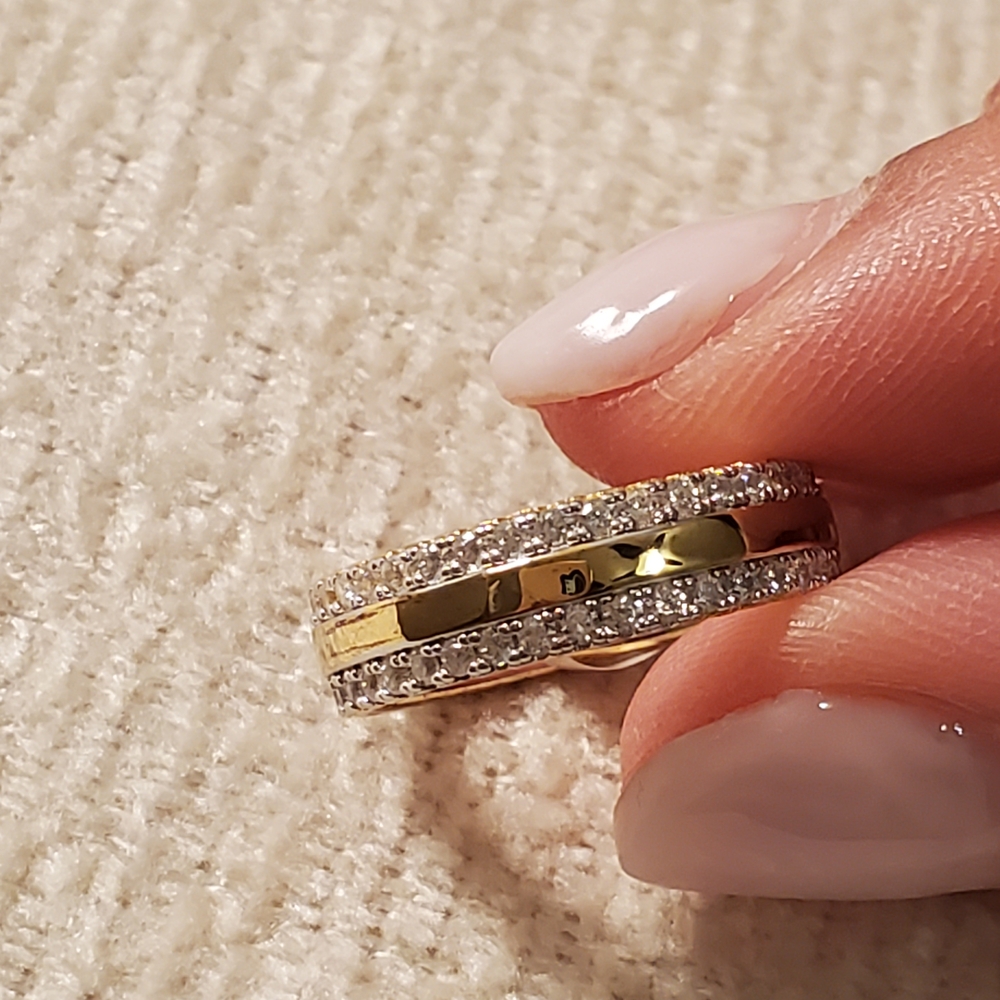 New Elegant Gold and Silver 925 Women's Ring